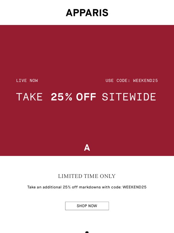 Take an additional 25% off markdowns