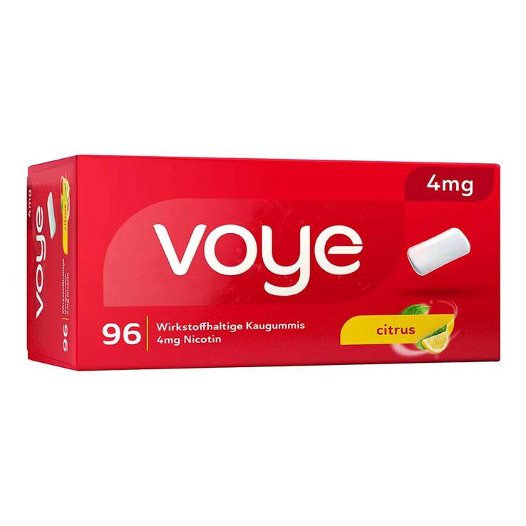 Voye 4 mg wirkstoffhaltige Kaugummis mit Nikotin Citrusโต