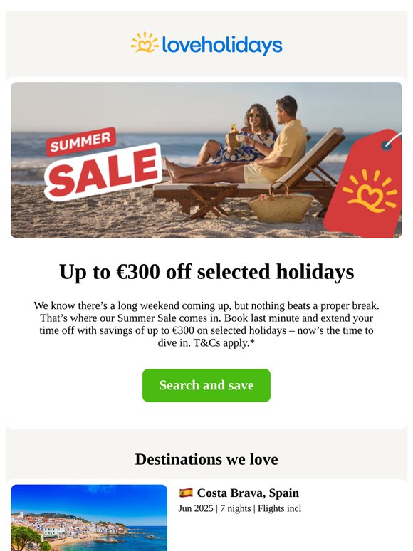 Up to €300 off selected holidays ⏰