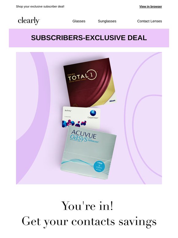20% off all contacts + free express shipping