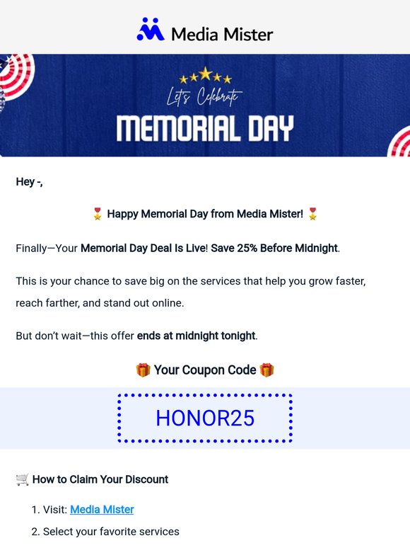 🎖️ Your Memorial Day Deal Is Here!