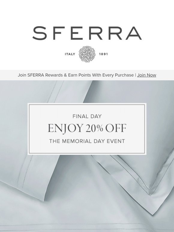 LAST DAY: 20% Off Luxury Linens