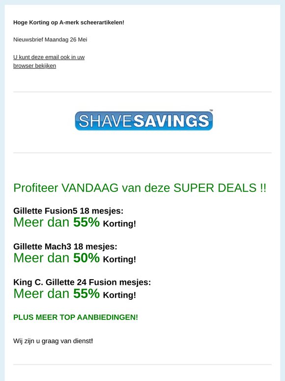 DagDeals > -50% ! Gillette Fusion5, Mach3, King C mesjes > 50% KORTING! + meer TOP AANBIEDINGEN!