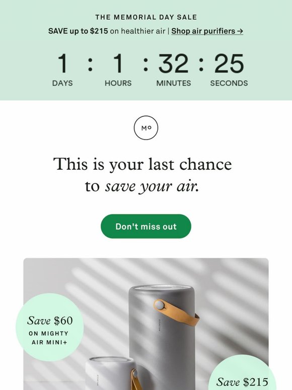 FINAL CALL: Memorial Day Savings End Today ⌛
