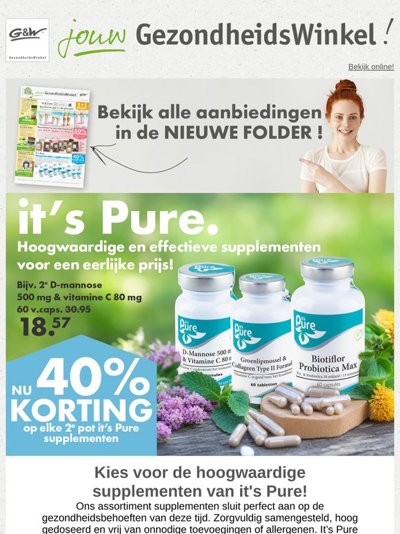 40% korting op elke 2e pot it's pure supplementen! 🫙