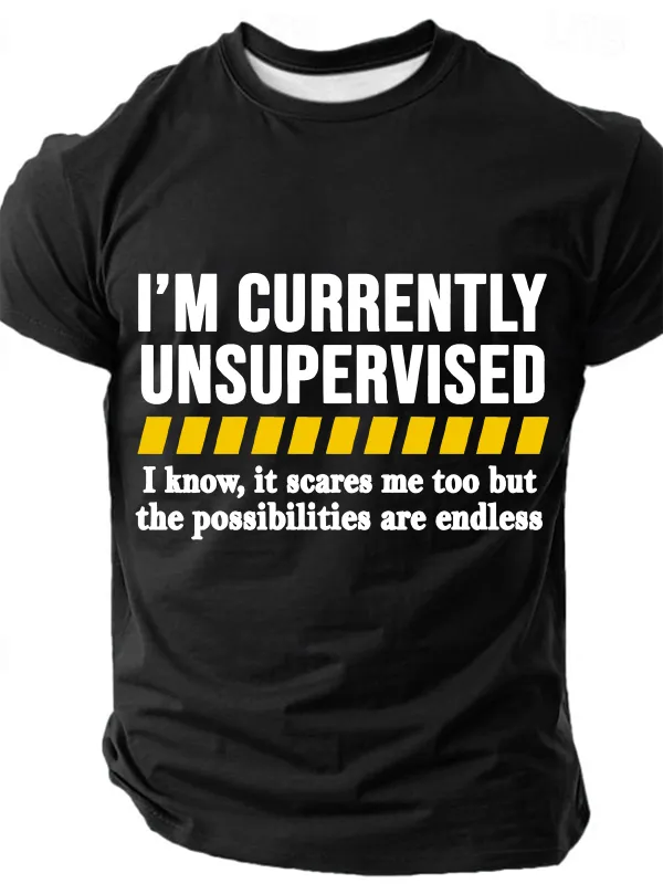Image of Currently Unsupervised Men Cotton T-Shirt