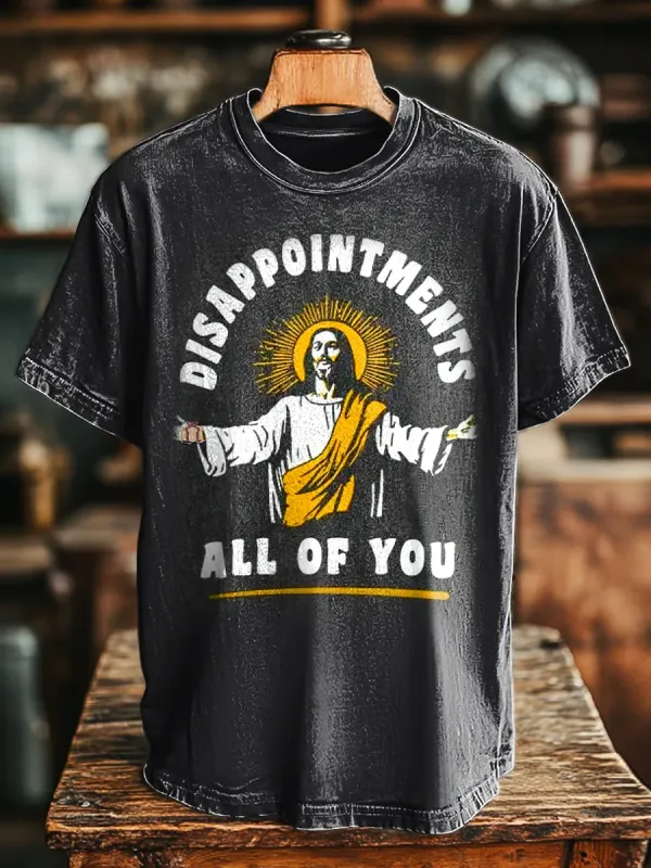 Image of Unisex Vintage Fun Jesus Print Casual Loose T-Shirt