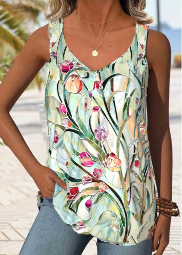 Image of Floral Cotton-Blend Street Tank Top