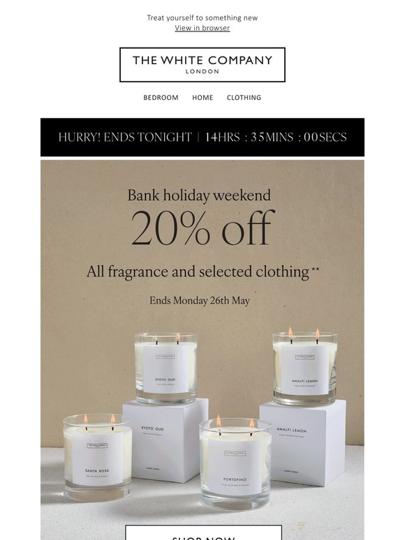 20% off selected lines | Ends tonight