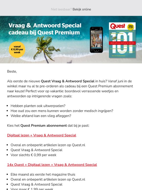 Als eerste de nieuwe Vraag & Antwoord Special in huis?
