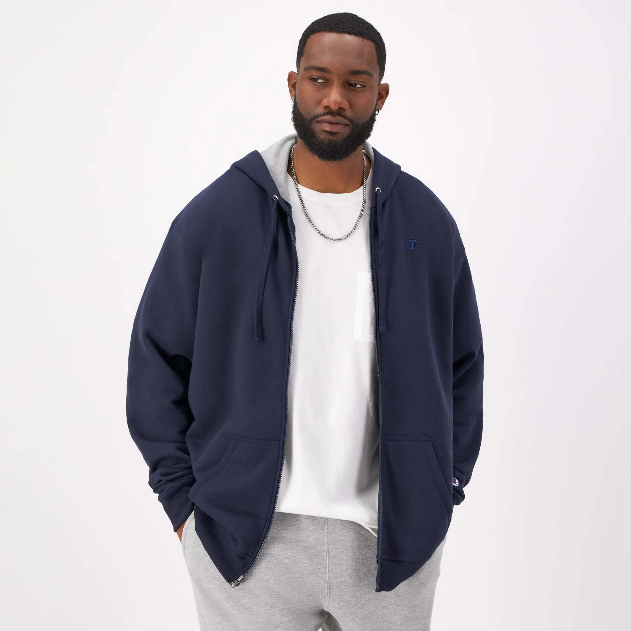 Image of Powerblend Full Zip Hoodie, C Logo - Big & Tall