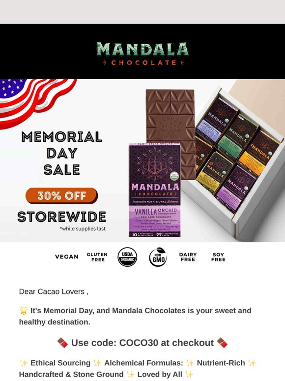⚡Memorial Day Sale: 30% Storewide🍫🌿