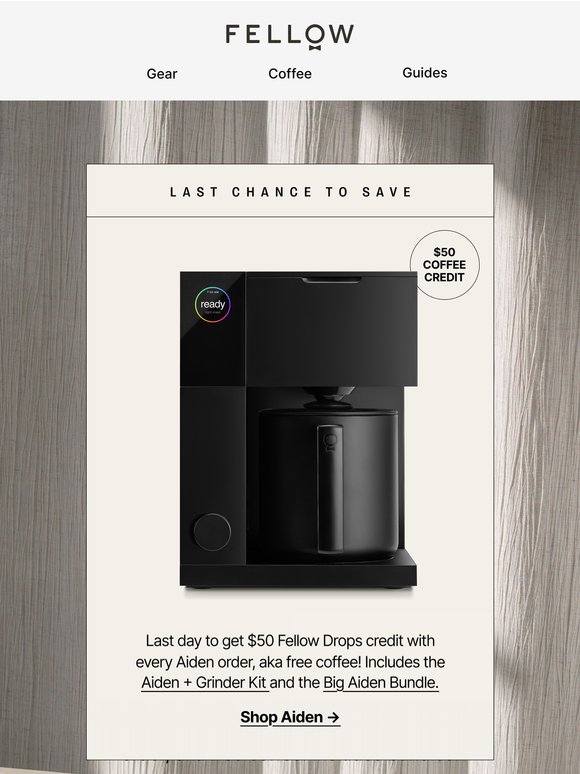 Last day: free coffee with every Aiden