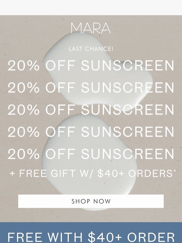 LAST CHANCE FOR 20% OFF