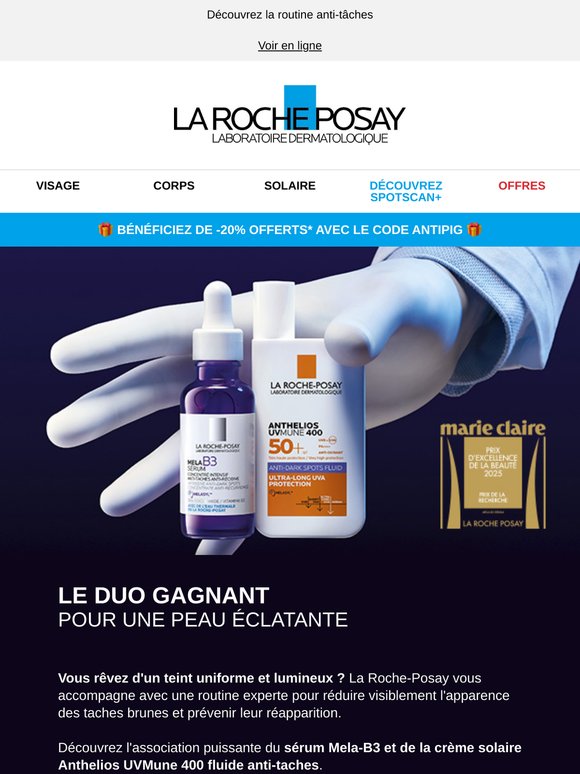 🚨 INNOVATION Hyper pigmentation : -20% sur le combo anti-taches pigmentaires