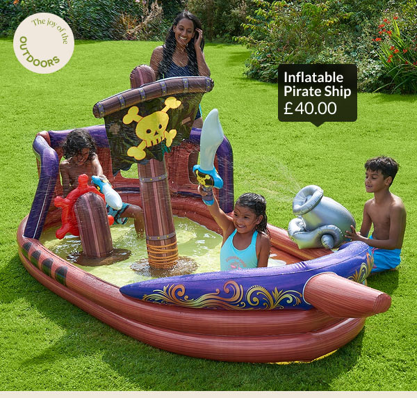 Inflatable pirate ship forty pounds.