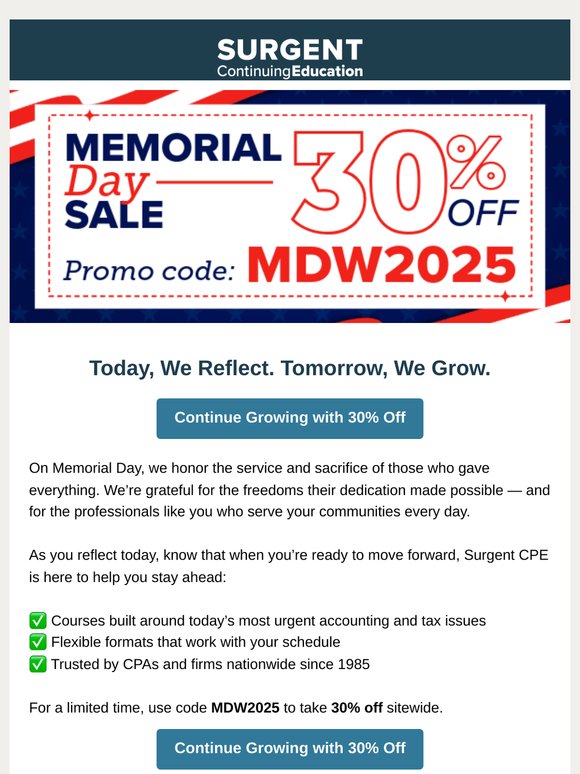 Honoring Memorial Day — and Supporting Your Professional Growth