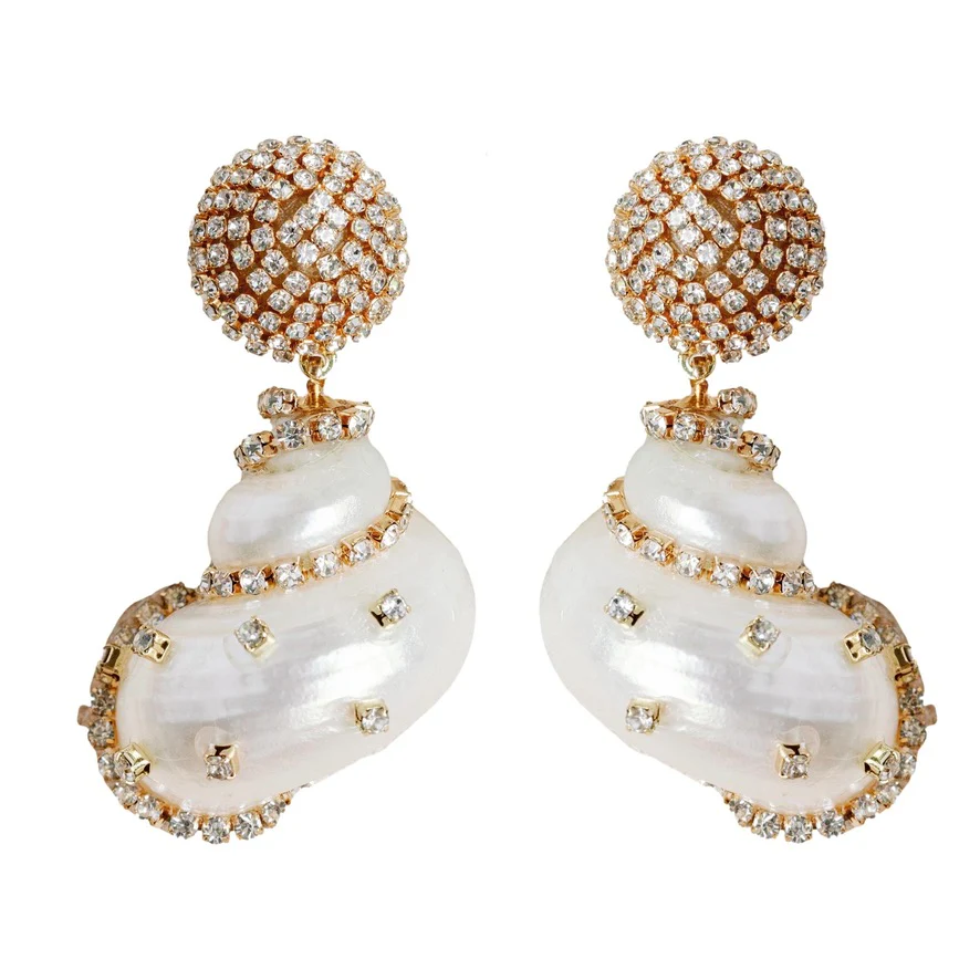 Image of Rhinestone Wrapped White Shells (Pre-Order)