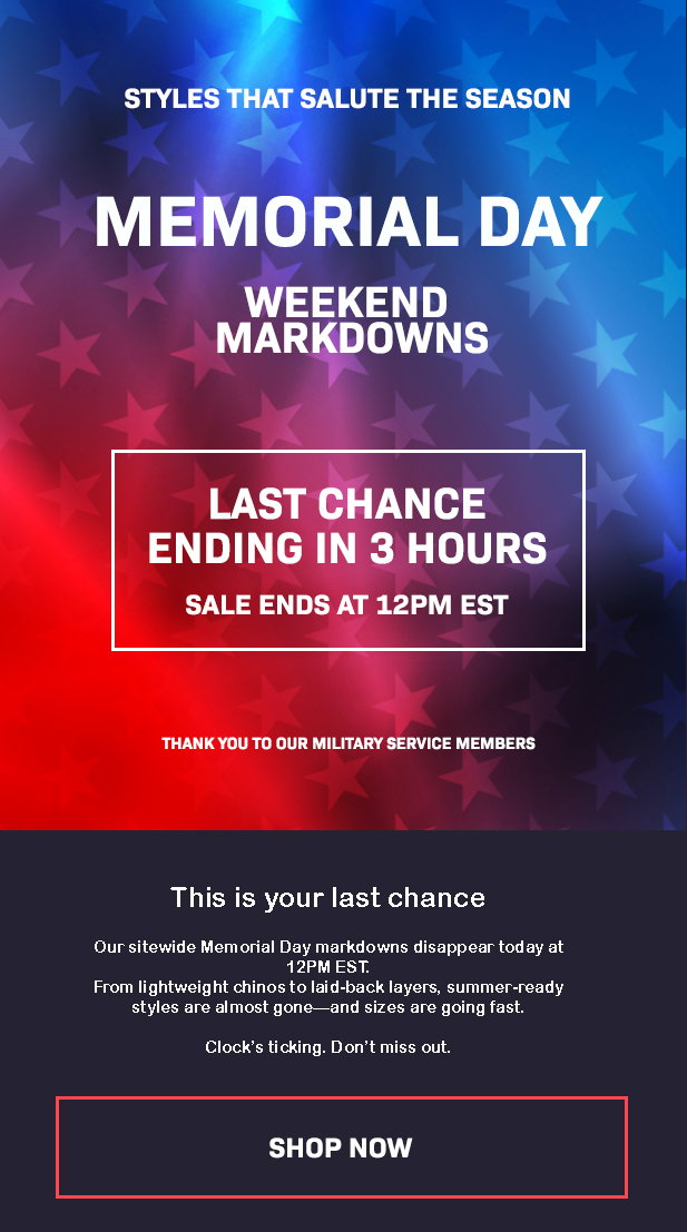 Memorial Day Weekend markdowns