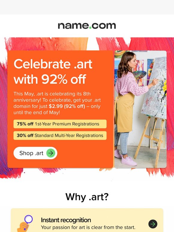 Make your mark with .art – 92% off!