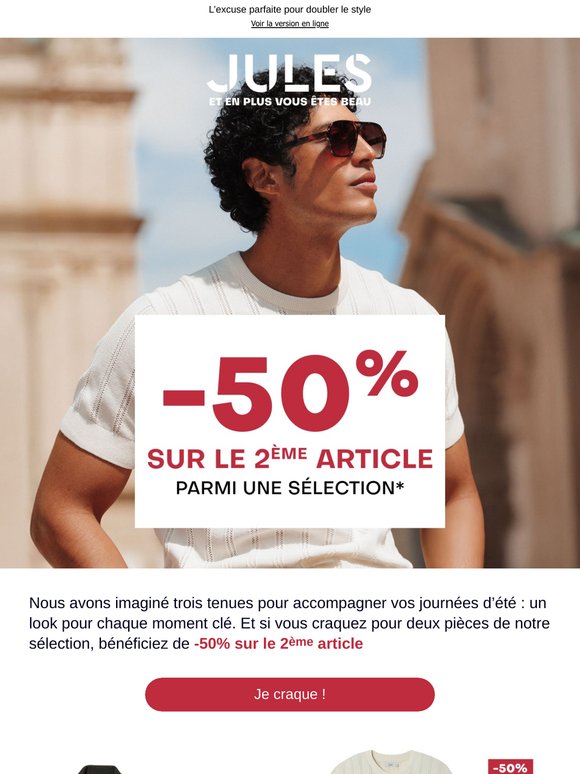 —, -50 % sur le 2e article !