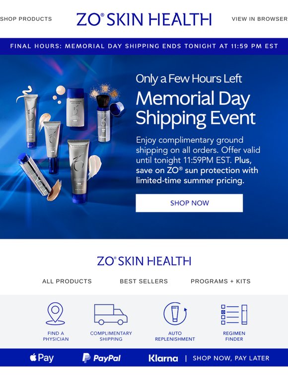 Final Hours to shop the Free Shipping Event
