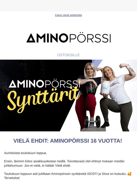 AMINOPÖRSSIN 16-vuotissynttärit - VIELÄ EHDIT! 🥳