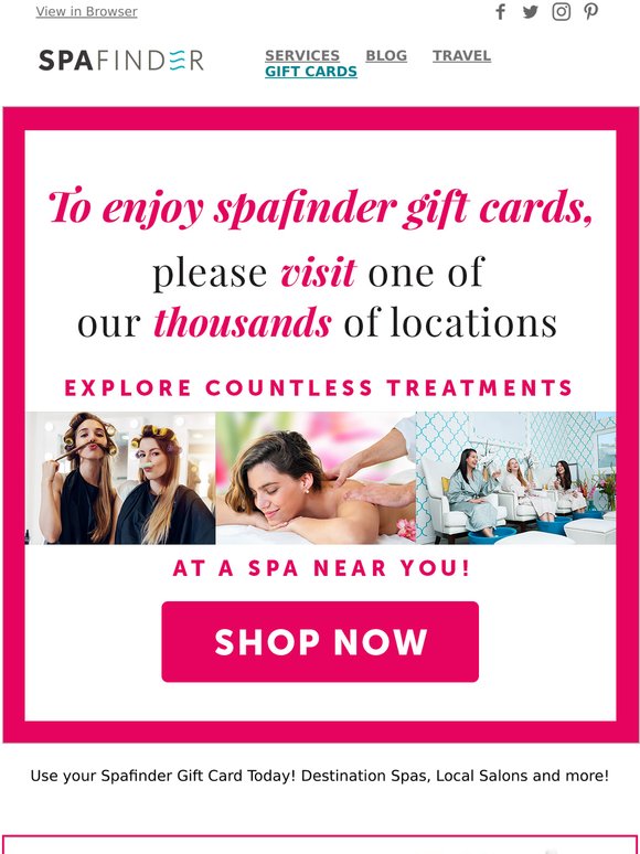 Use Your Spafinder Gift Card Today!