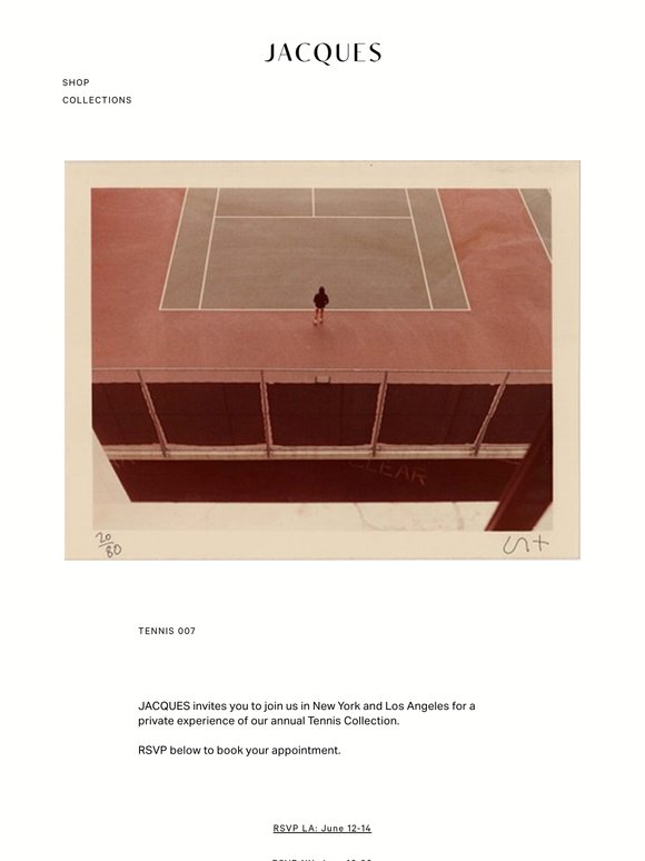 INVITATION: NYC AND LA - TENNIS 007 PRIVATE APPOINTMENT