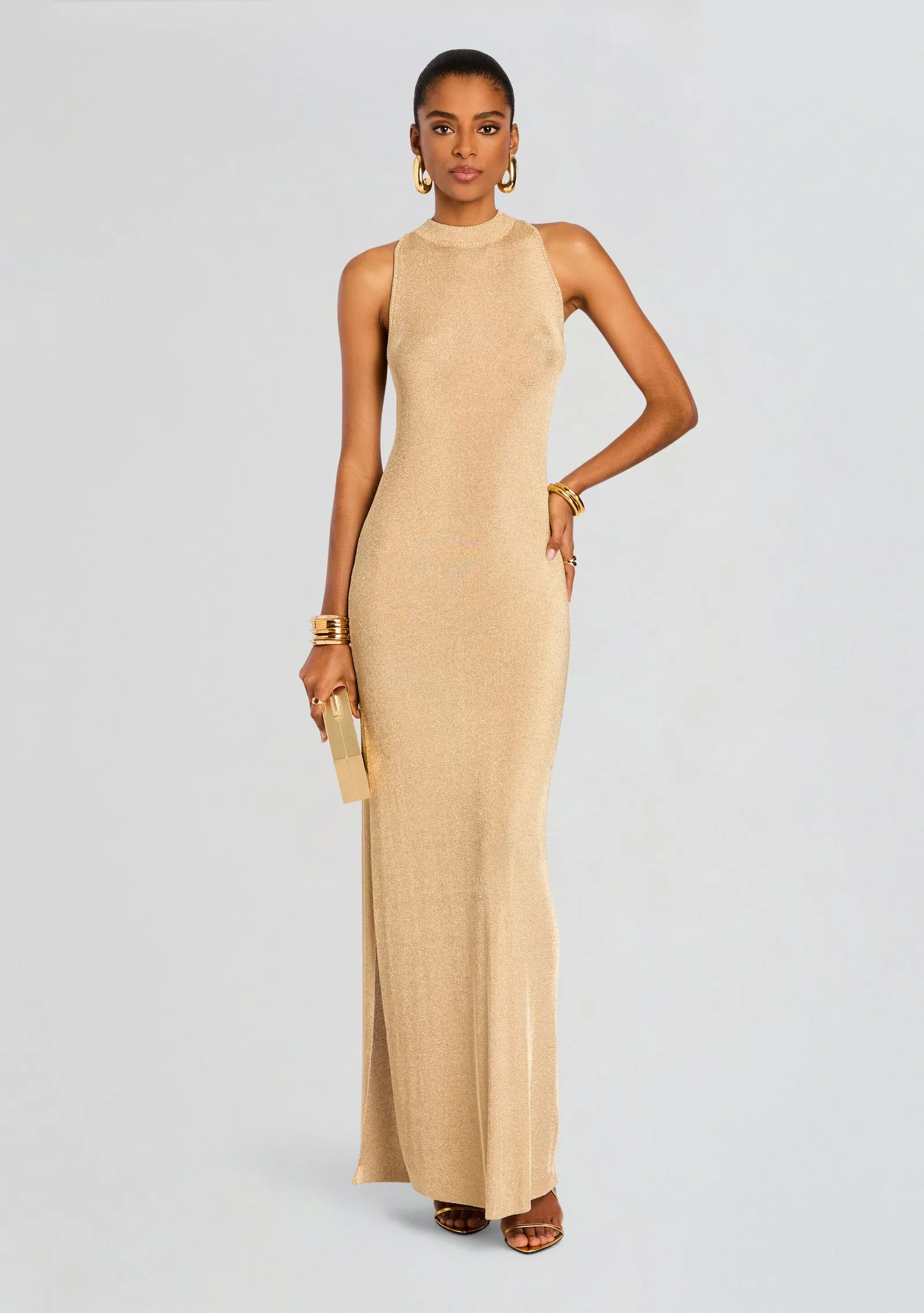 Image of Henne Metallic Knit Maxi Dress