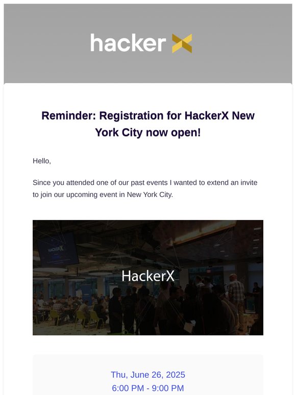 Reminder: Registration for HackerX New York City now open!