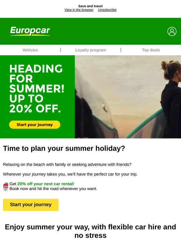 Up to 20% off your next rental