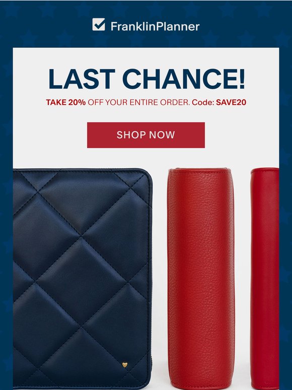 Last Chance To Take 20% OFF Any Order!