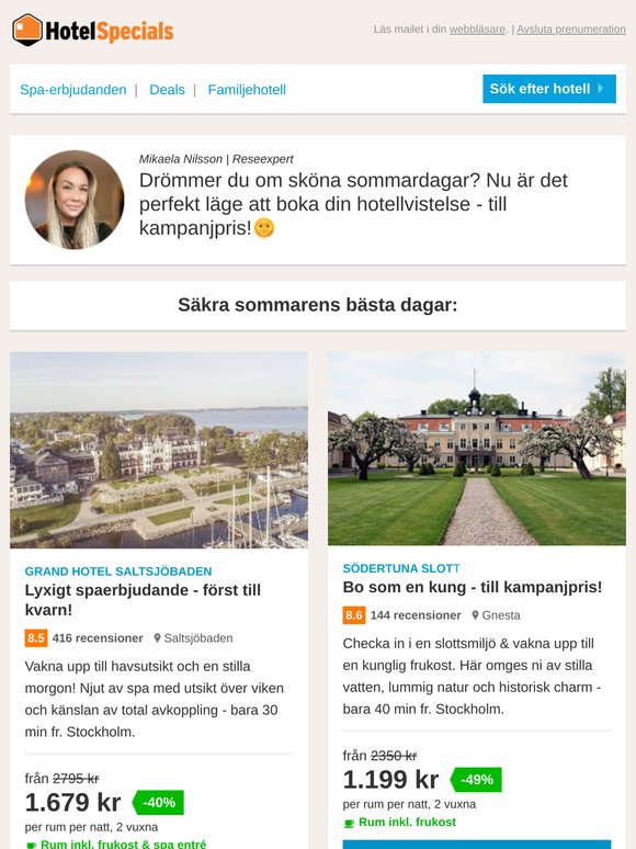 Fynda din sommarresa! -45% på hotellfavoriter!