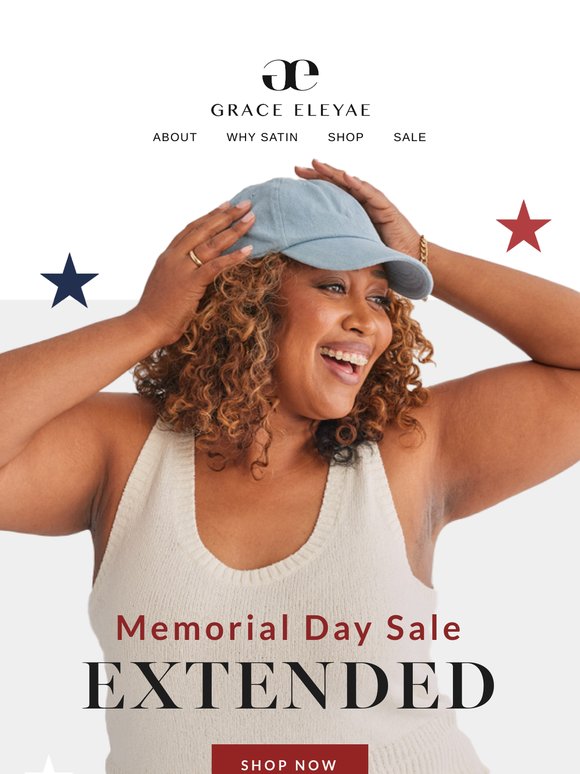 Memorial Day sale EXTENDED! Up to 50% off STOREWIDE