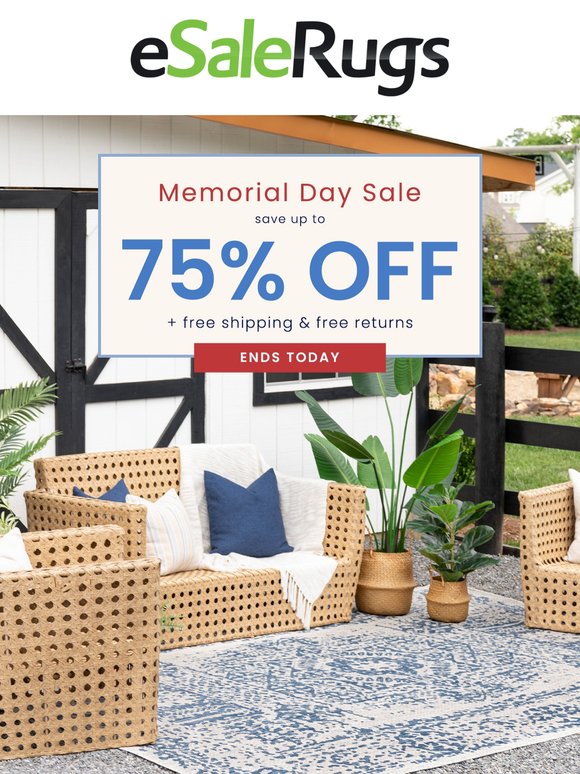 It’s Now or Never! Memorial Day Sale Ends Today – Up to 75% Off!