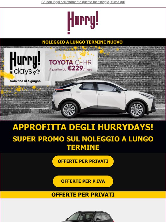 🔊HURRYDAYS! = Auto a PREZZI SUPER SCONTATI solo fino al 06 giugno🚘