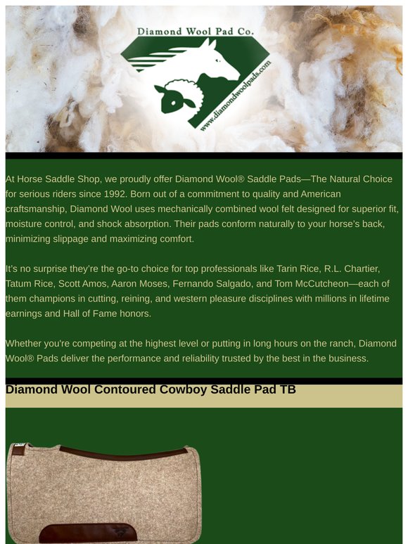 Trusted Comfort from Diamond Wool Saddle Pads