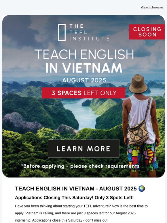 🚨 Last Chance! Only 3 Spots Left for our Vietnam Internship!