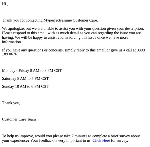 RE:Customer Service