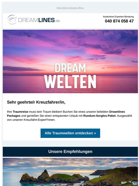 Augen zu, Traumurlaub vorstellen - bei Dreamlines buchen!