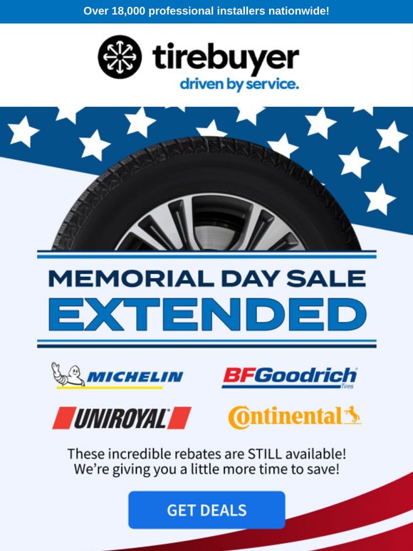 🔧Gear up—Our Memorial Day Tire Deals are Still On!