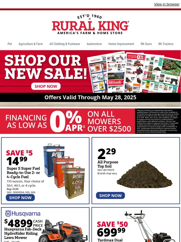 Big Savings on Your Lawn Needs - Cash & Financing Options Available on Mowers!