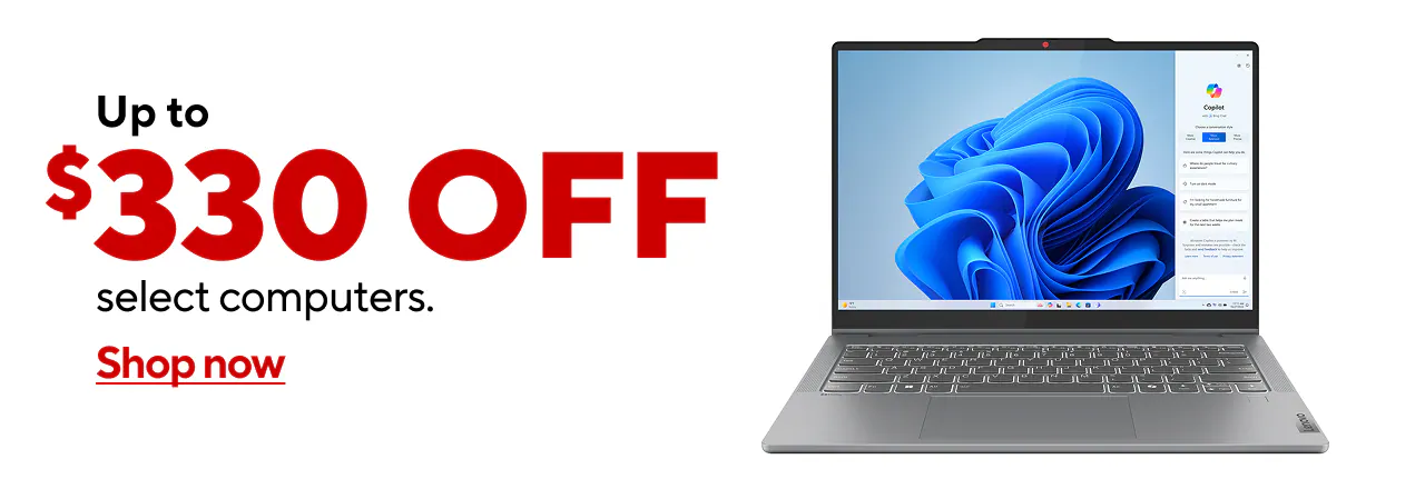Up to $330 off select computers.