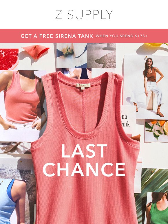 Last Chance to Get a FREE Sirena Tank!