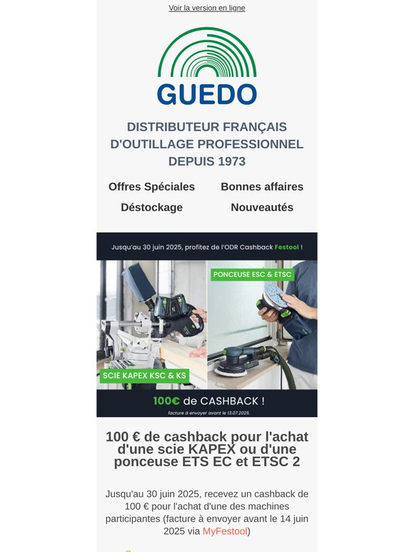 ODR Festool - 100€ de Cash Back ! 🤩