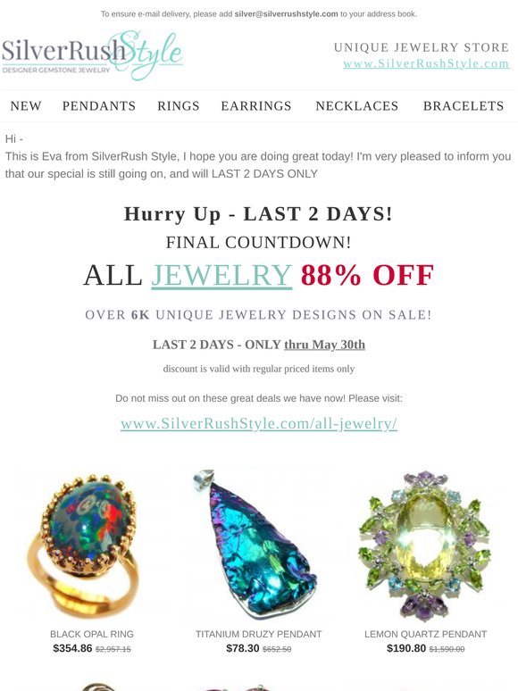 Hurry Up - All 💎 Jewelry 88% Off - Last 2 Days