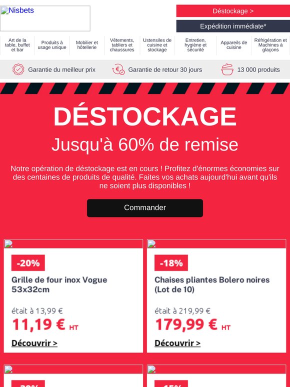 DÉSTOCKAGE : jusqu'à 60% de réduction