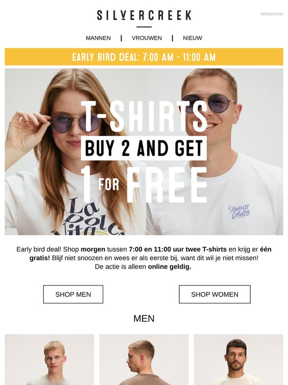 Buy 2, get 1 free on all T-shirts!