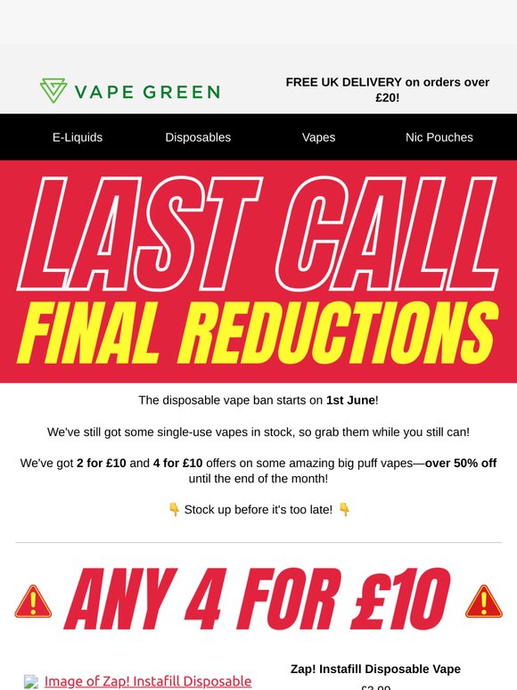 Final Reductions on Disposable Vapes! 🚨